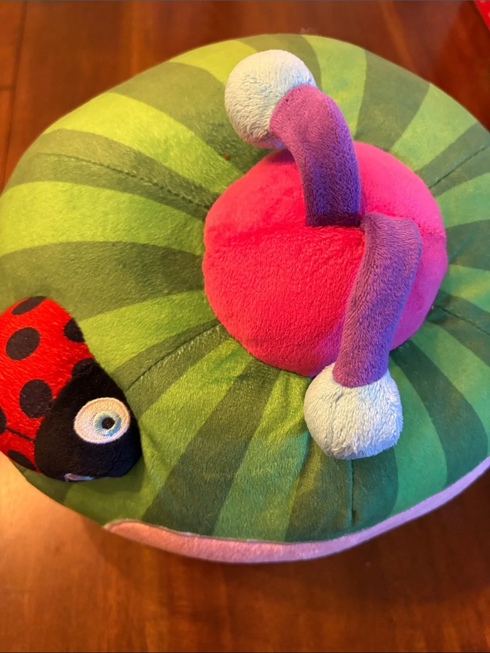 Plush Watermelon Character Soft Toy - Green & Pink *see tear above*